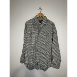 US Expedition Shirt Mens Size Large Blue Yellow Plaid Long Sleeve 100% Cotton